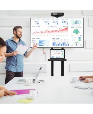 Mobile TV Stand for 32-70 inch Flat or Curved TVs up to 110 lbs w/AV Shelf