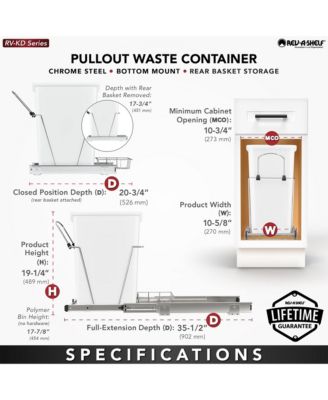 Pullout Trash Can 35 qt. for Kitchen Cabinets, RV-12KD-11C S