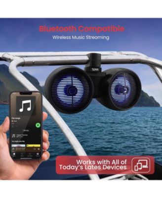8'' Marine Bluetooth Wakeboard Speaker System with LED Lights, 300W, Black