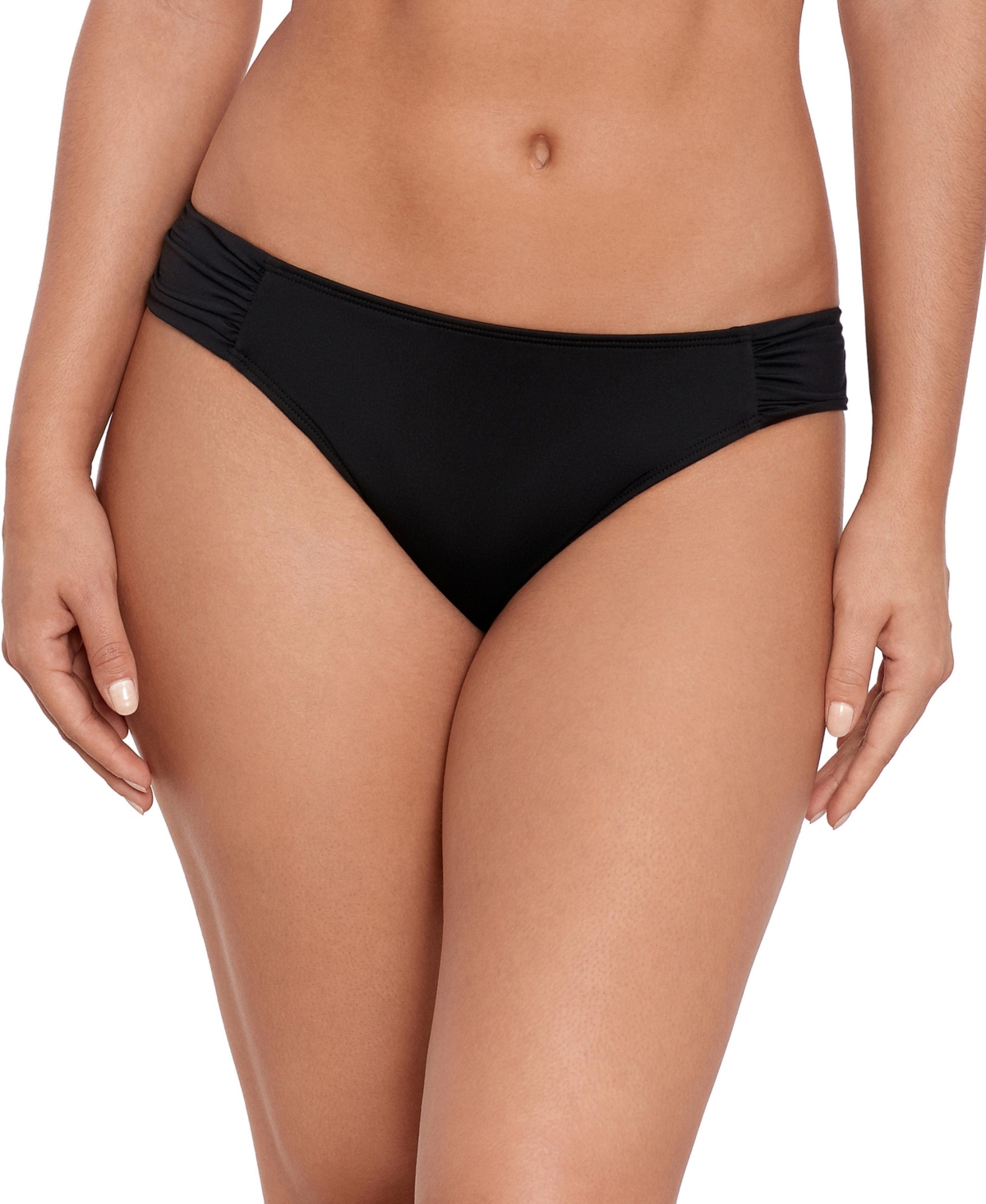 Shop Ralph Lauren Women's Shirred Side Tab Hipster Swim Bottom In Black