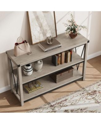 Farmhouse Entryway Table,47 Inch Narrow Long Console Table with Storage, 3 Tier Wood Console Table for Living Room, Farmhouse Sofa Tables Behind Couch