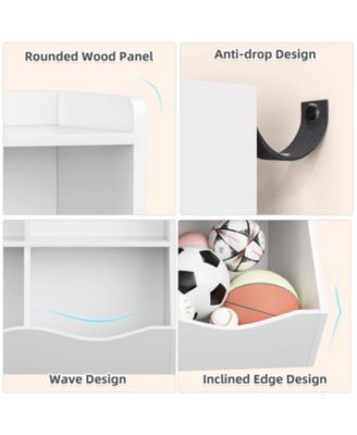 Toy Storage Cabinet, Three-Tier Kids Bookshelf and Bookcase for Storage Books and Toys Shelf with Cubby Organizer for Bedroom and Playroom