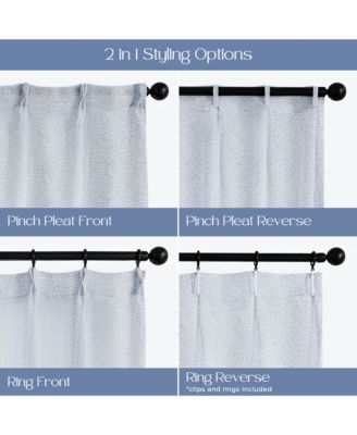 Madison Pinch Pleat Single Curtain Panel with Hooks and Rings, 38"X84"