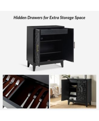 Eusebio Traditional Accent Cabinet with Hidden Drawer and Tapered Legs