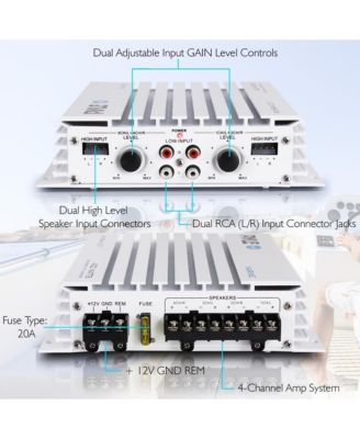 4-Channel Marine Bluetooth Amplifier - 400 Watt Waterproof