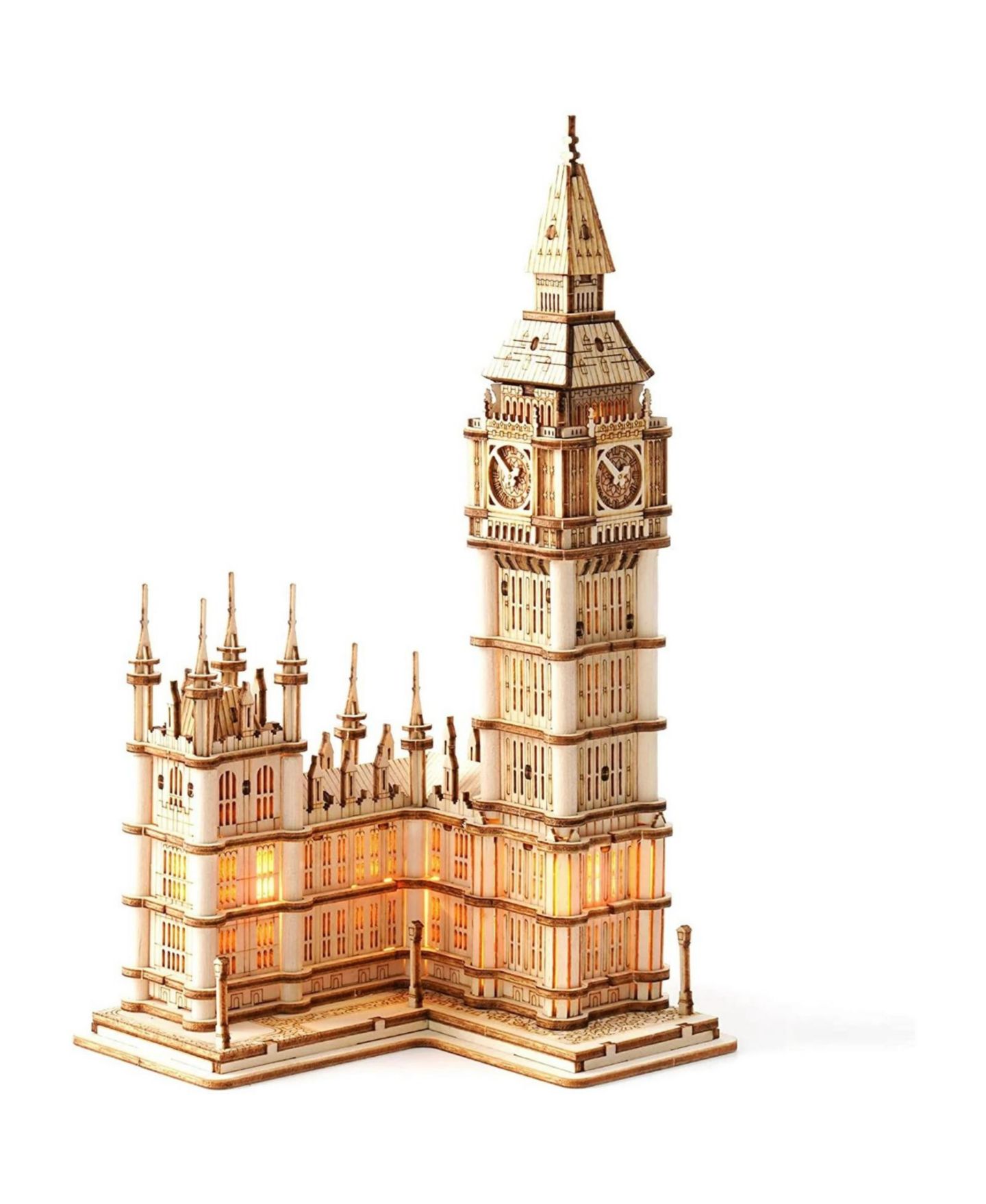 Детские игрушки Robotime 3D Jigsaw Puzzle Big Ben London Architecture Wooden Model Kits for Teens/Adults, 3.9"4.2"7.5" — фото 1