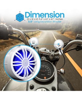 3.5" Waterproof Rated Off-Road Speakers - Compact PowerSport Vehicle Speaker System for Motorcycle or Car with RGB Lights and Remote Control (White)