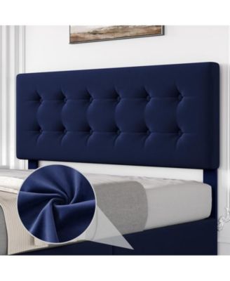 Queen Size Bed Frame with 4 Storage Drawers and Headboard, Velvet Upholstered Platform Bed Frame with Wooden Slats Support, Button Tufted Design, No Box Spring Needed