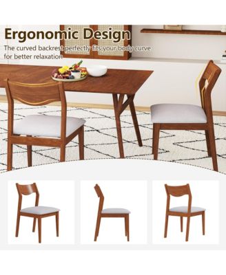  Set of 4 Rubber Wood Frame & Upholstered Seat  Wide Padded Seat, Modern Style Dining Chair