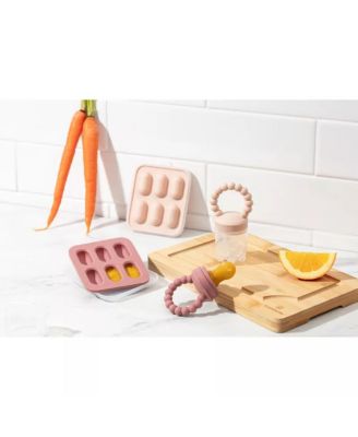 Toddler Silicone Fruit Feeders with Freezer Tray for Batch Prep, Set of 2 – Safe & Convenient, Includes Extra Pouches & Travel Lids, Dishwasher Safe