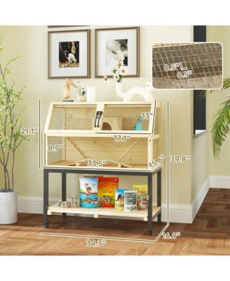 Hamster Cage on Wheels with Storage Shelf, 34"L x 17"W x 40"H