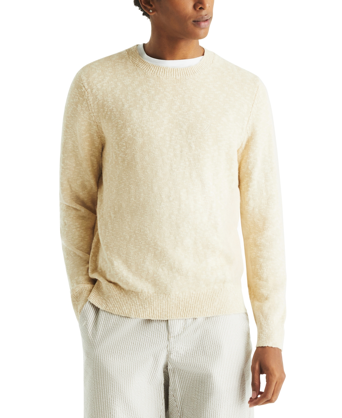 Men's Slub Linen Crewneck Sweater - Dusty Turquoise