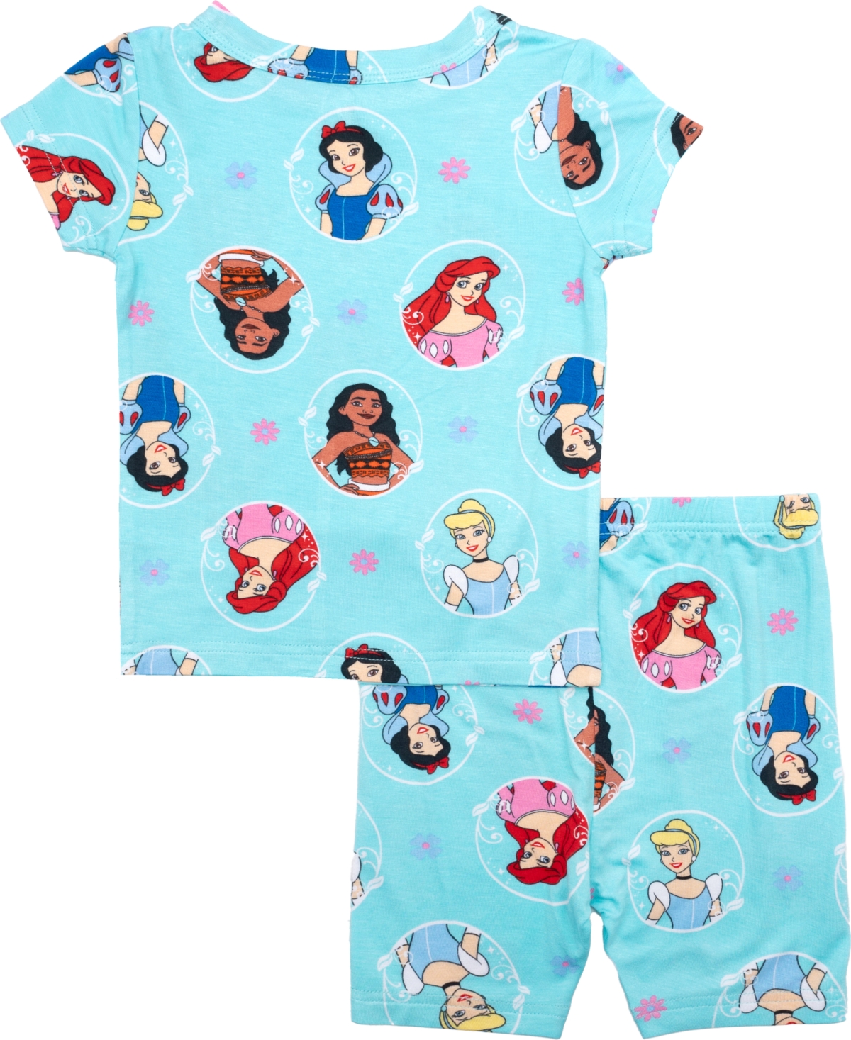 Disney Princess Toddler Girls Short Sleeve And Short Biker Shorts, 2-piece Pajama Set