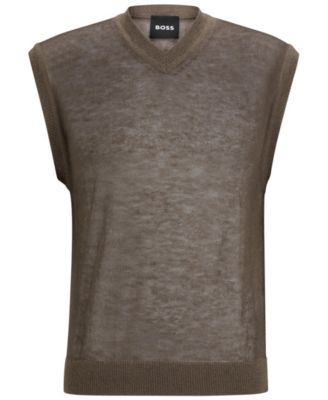 Men's Regular Fit Wool-Blend Sleeveless Sweater