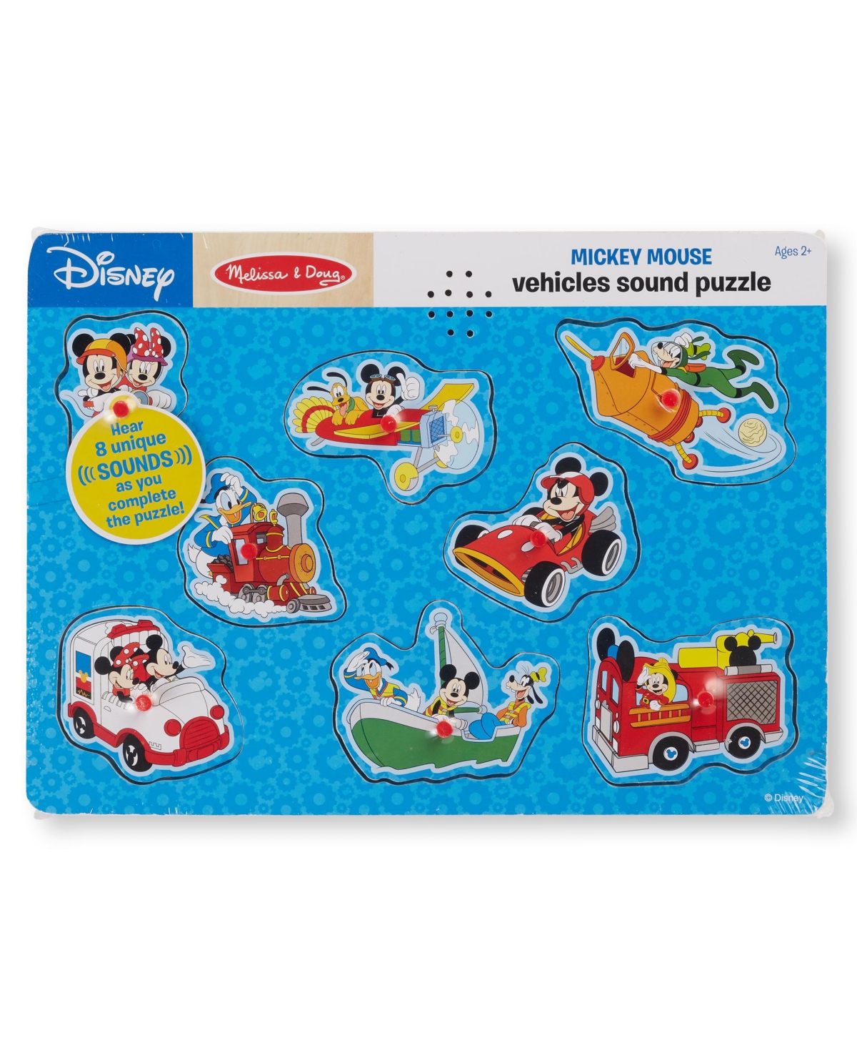 Melissa & Doug Disney Mickey Mouse And Friends Vehicles Sound Puzzle, 8 Pieces In Multicolor