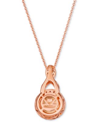 Peach Morganite (1-3/8 ct. t.w.), Nude Diamond (1/4 ct. t.w.) & Chocolate Diamond (1/20 ct. t.w.) Round Pendant 20" Necklace in 14k Strawberry Gold