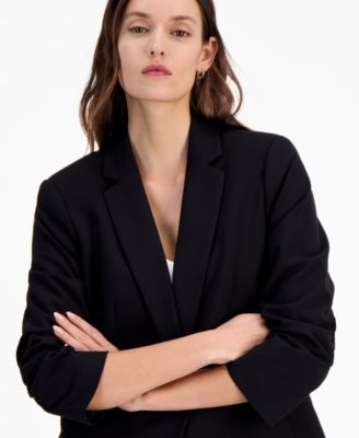 Women's Ruched-Sleeve One-Button Blazer