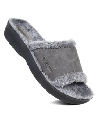 - Aspen Fuzzy Strap Ladies Arch Support Slides