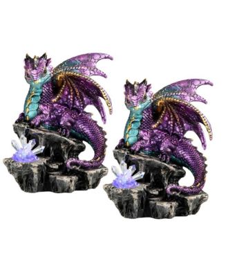 FC Design "2-PC Set" 6.25"H Purple Dragon Guarding Faux Crystal ...