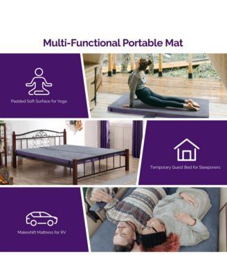 Gel Memory Foam Camping Mattress Sleeping Pad 4 Inch Portable Floor Mat Roll Up