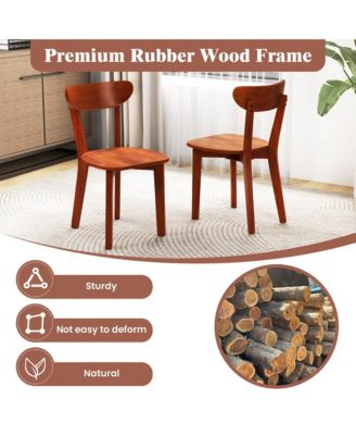 Set of 4  Solid Wood  w/ Curved Backrest & Rubber Wood Frame - Dining Chair