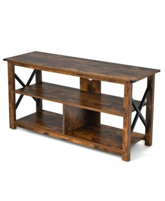 Modern Farmhouse TV Stand Entertainment Center for TV's up to 55'' w/Open Shelves