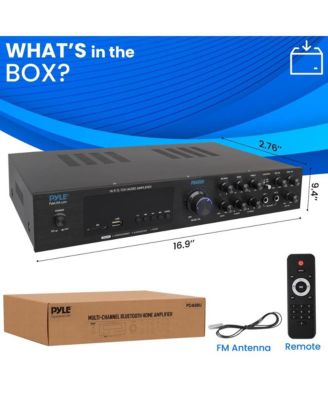 5-Channel Audio Amplifier - Multi-Source 1/4” Audio/Microphone Input, USB/SD Readers, FM Radio, Built-in Bluetooth for Wireless Audio Streaming
