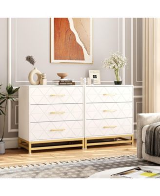 3 Drawer Dresser for Bedroom, Modern Wood Dressers Chest of Drawers with Storage