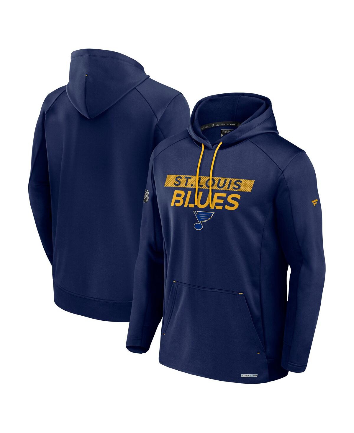 Men's Navy St. Louis Blues Authentic Pro Rink Fleece Pullover Hoodie - Navy