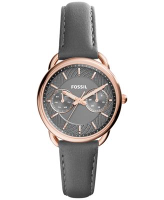 Fossil - Women's Tailor Gray Leather Strap Watch 34mm ES3913