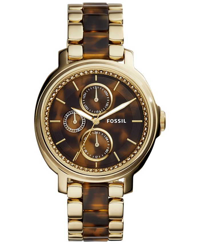 Fossil Women s Chelsey Gold Tone Stainless Steel Tortoise
