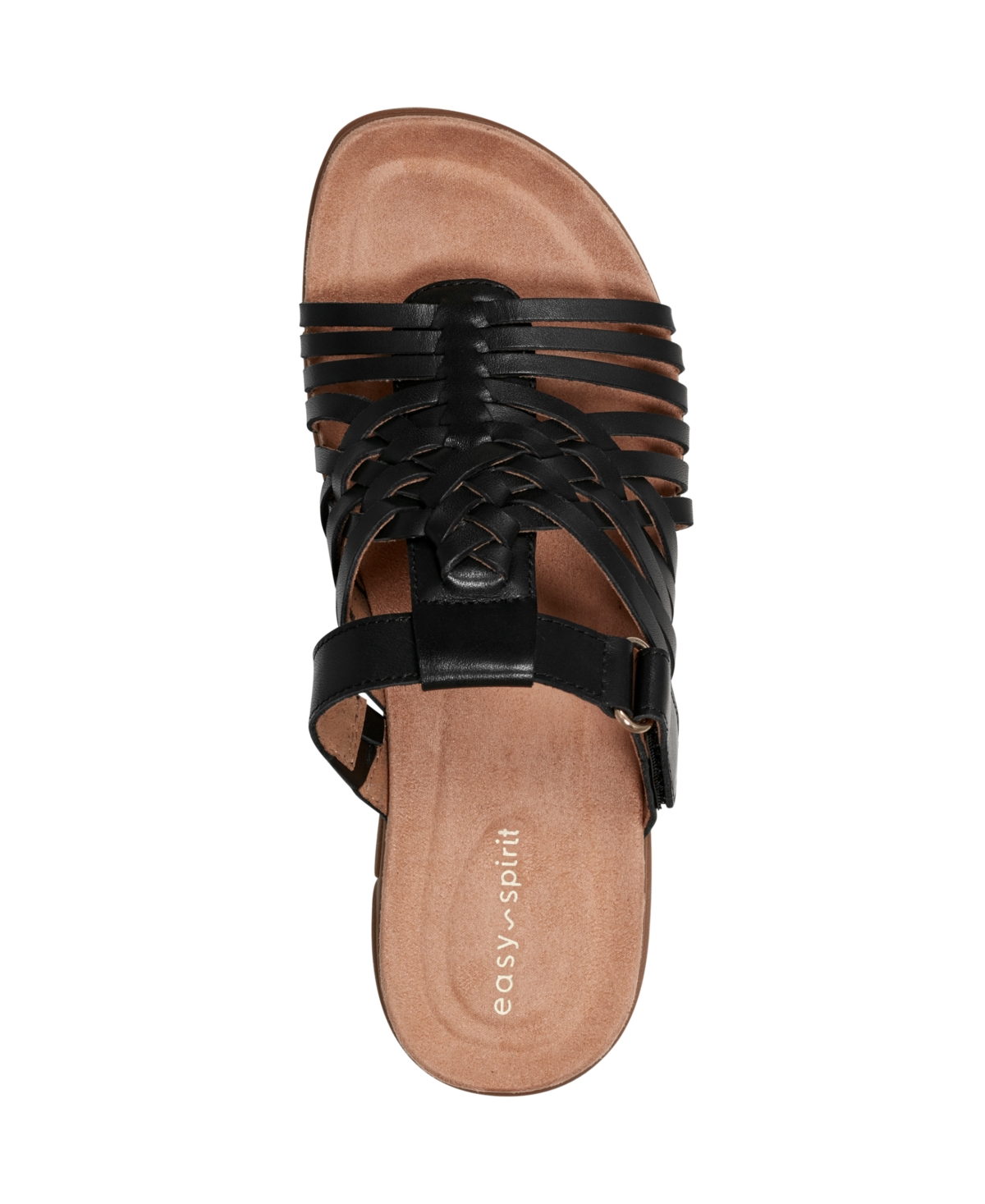 Shop Easy Spirit Women's Mindi Woven Flat Slide Sandals In Black Leather