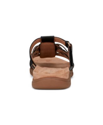 Mindi Woven Flat Slide Sandals Leather