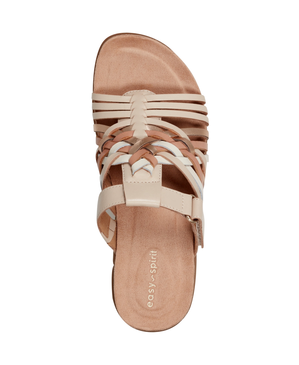 Shop Easy Spirit Women's Mindi Woven Flat Slide Sandals In Gold,natural Leather
