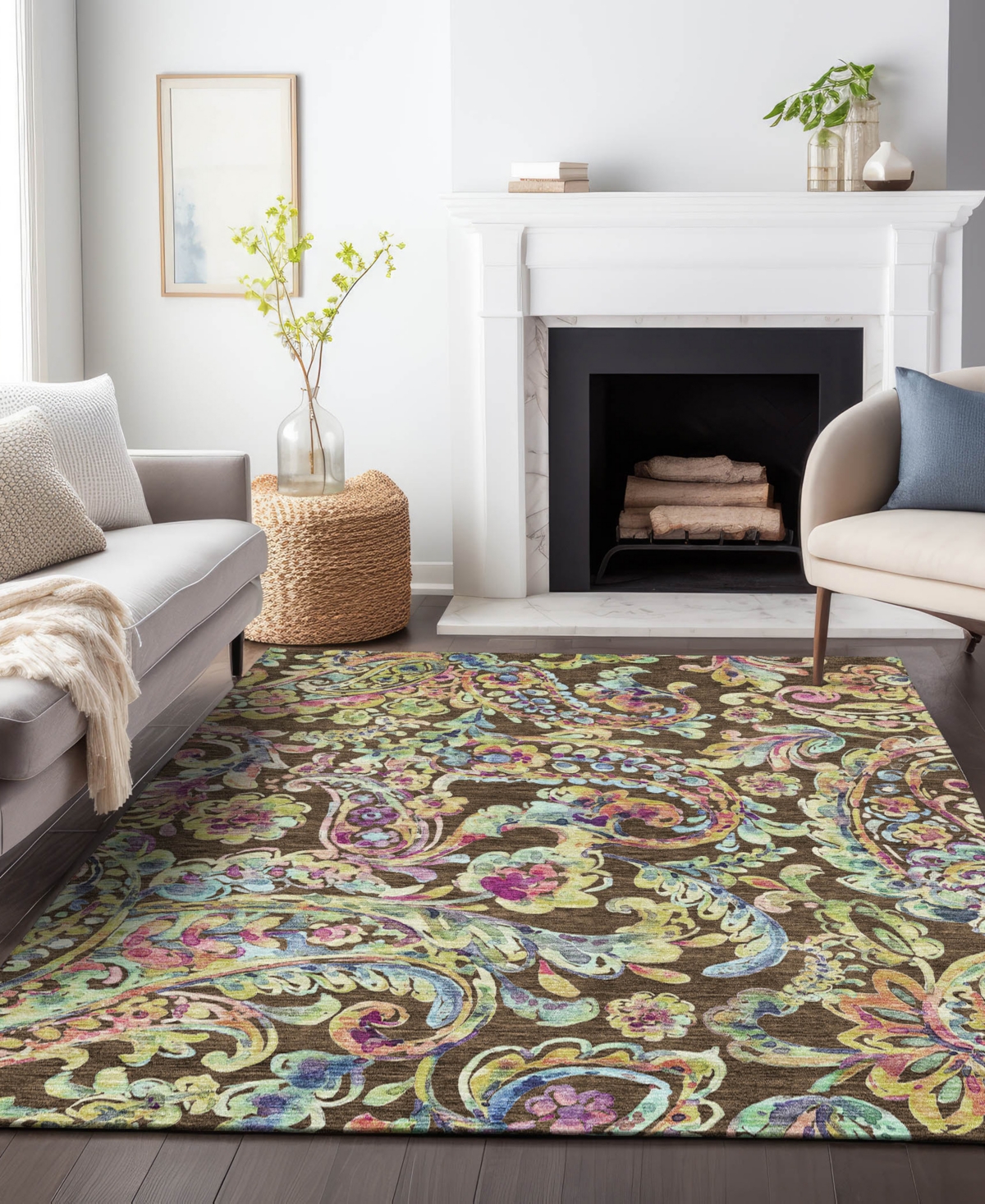 Addison Chantille Machine Washable Acn834 3'x5' Area Rug In Chocolate