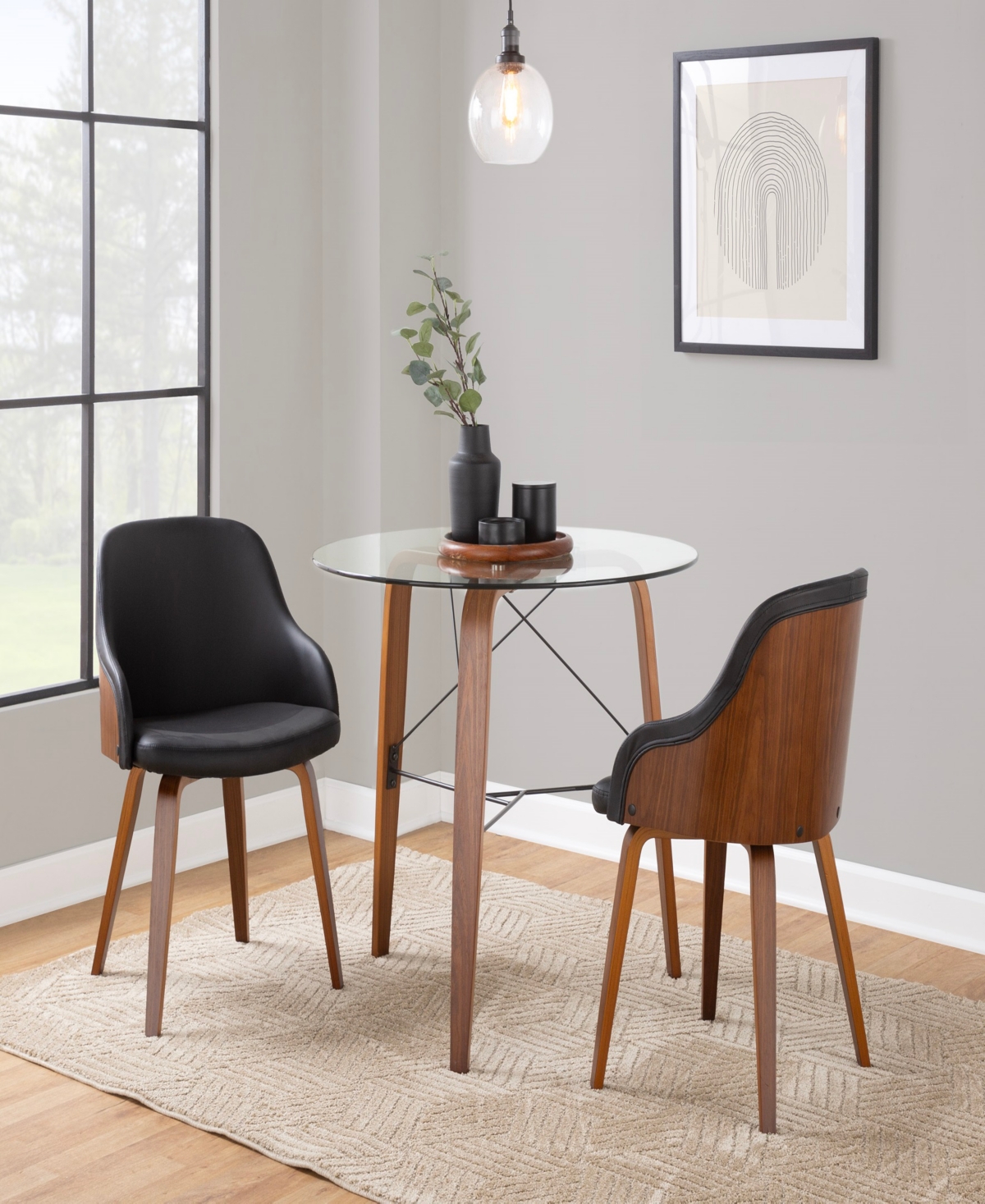 Lumisource 31" Wood Bacci Mid-century Modern Dining Accent Chair In Black
