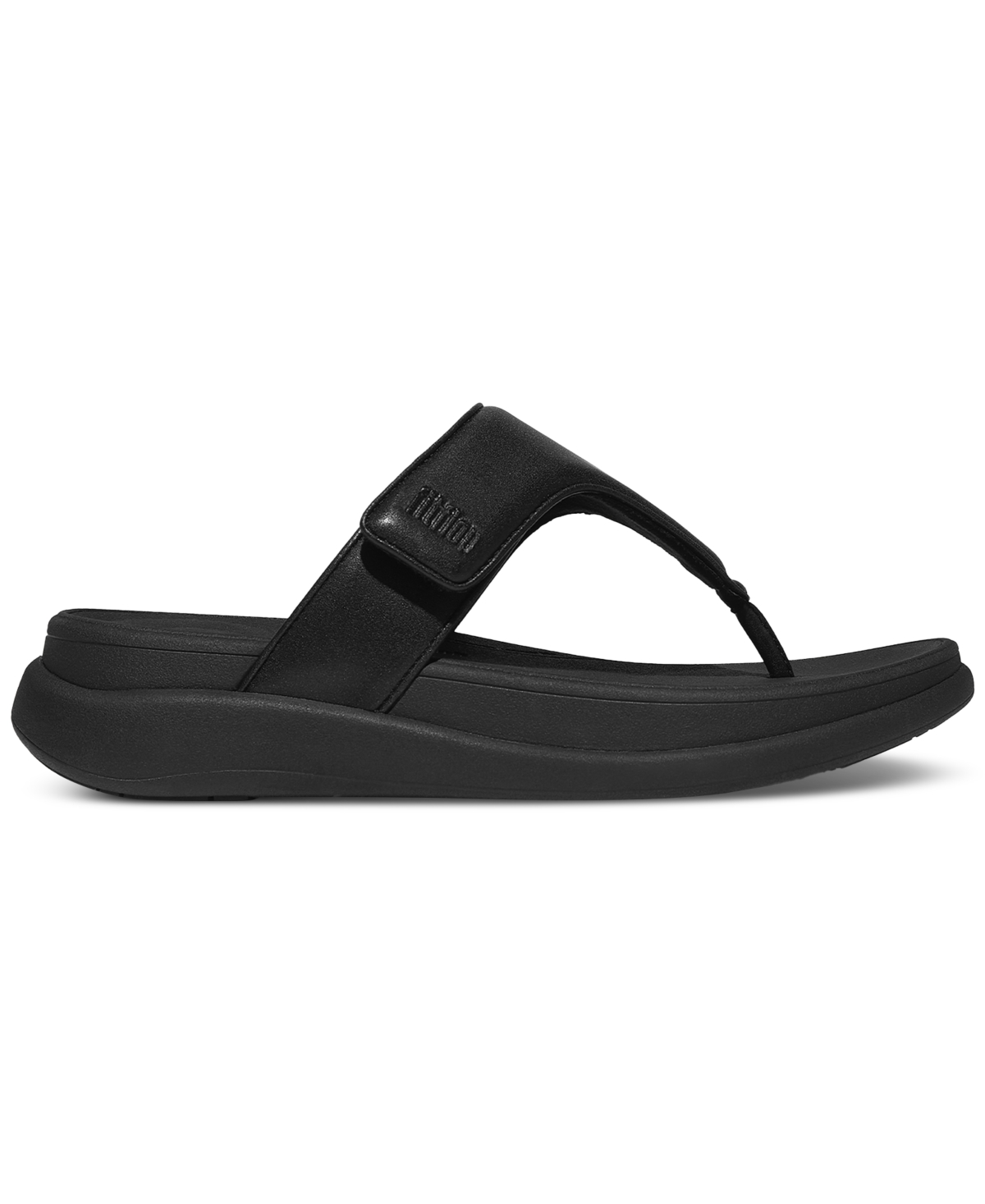 Fitflop F-mode Go Adjustable Platform Flip Flop In All Black