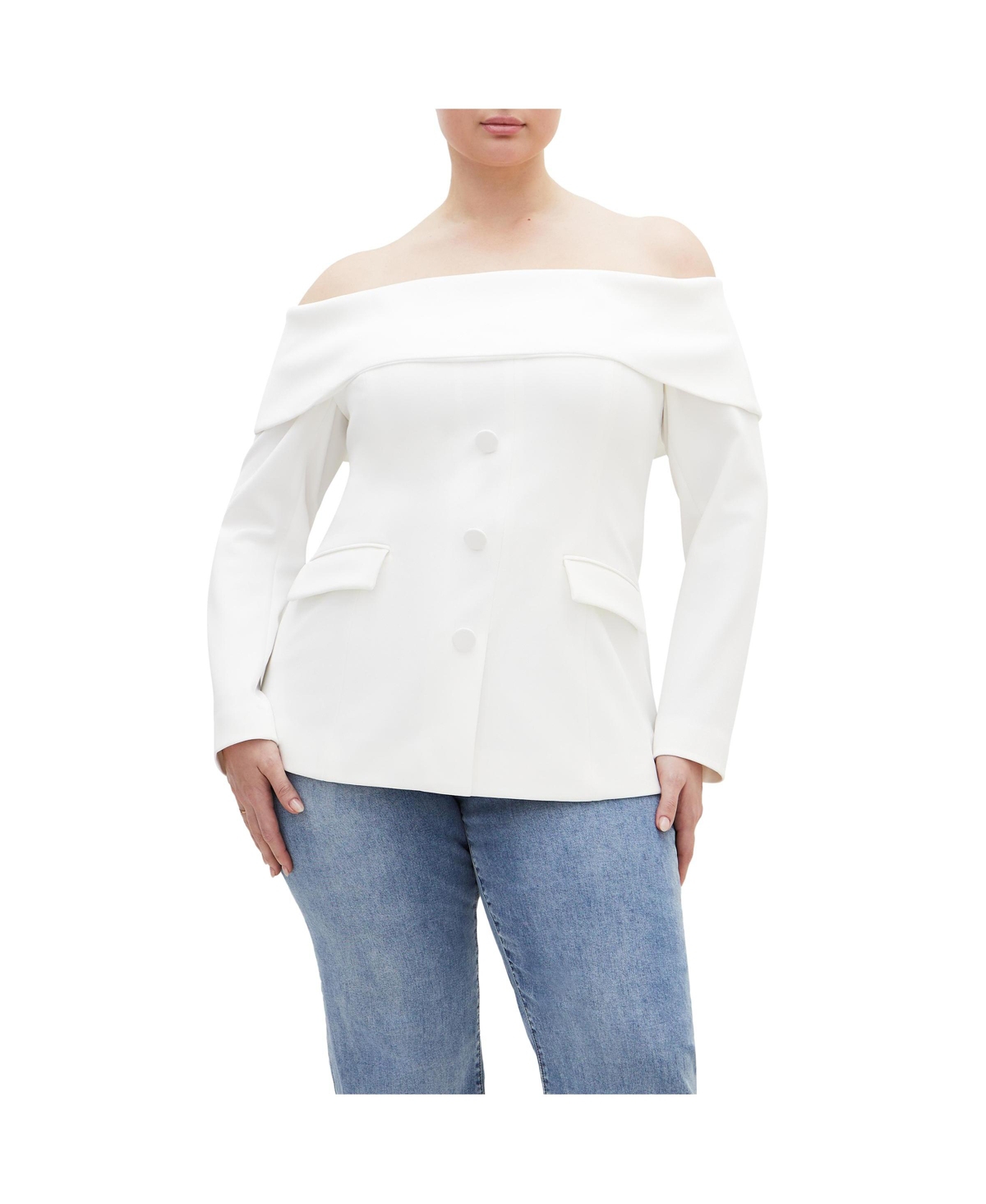 Plus Size Talia Jacket - Ivory