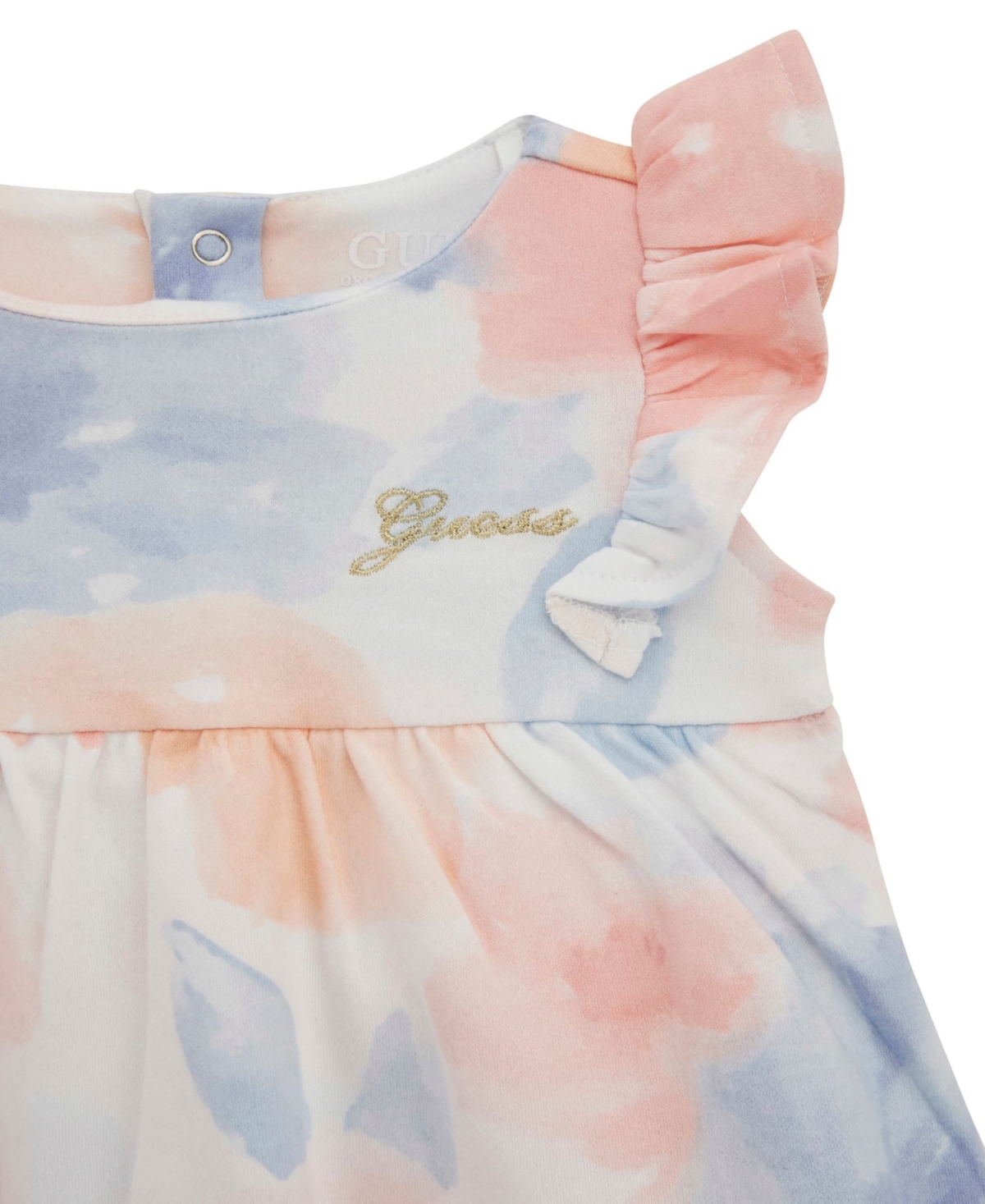 Guess Baby Girls Interlock Printed Short Sleeve Bodysuit Dress In Blue