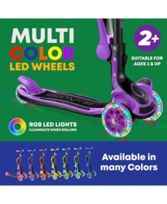 3-Wheel Kids Scooter with Foldable Seat, Adjustable Handlebar, LED Light-Up Wheels & Anti-Slip Deck, Lean-to-Steer Design for Ages 2+, Indoor/Outdoor