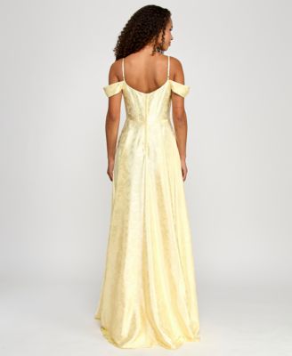 Juniors' Sweetheart-Neck Jacquard Gown