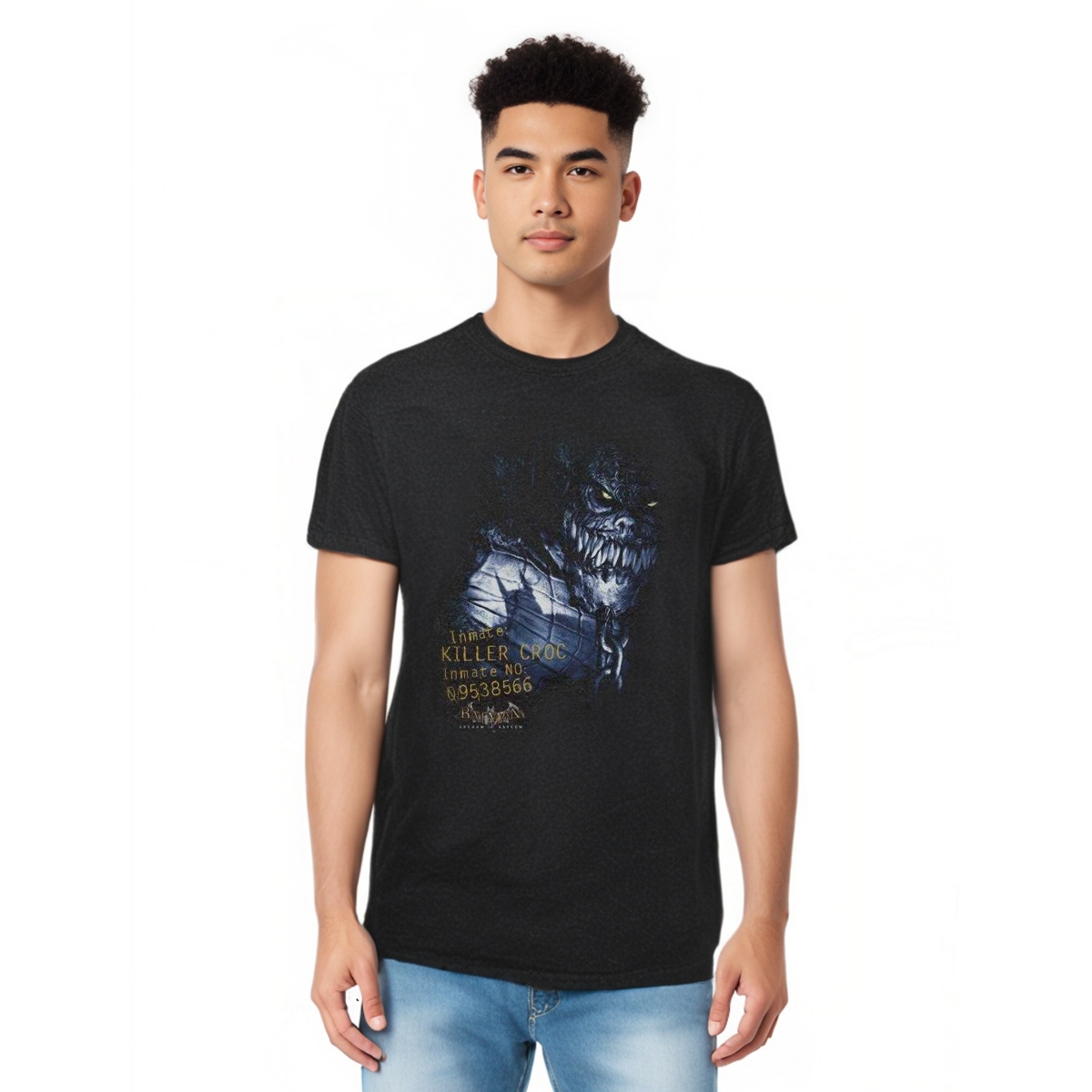 Arkham Asylum Mens Arkham Killer Croc Adult Heather Tee / T-Shirt - Black