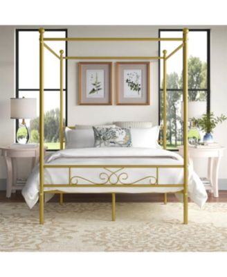 French Country Four Poster Metal Canopy Bed