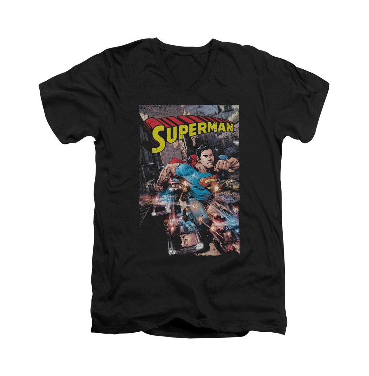 Men's Action One Short Sleeve Adult V Neck Premium Cotton Tee / T-Shirt - Black