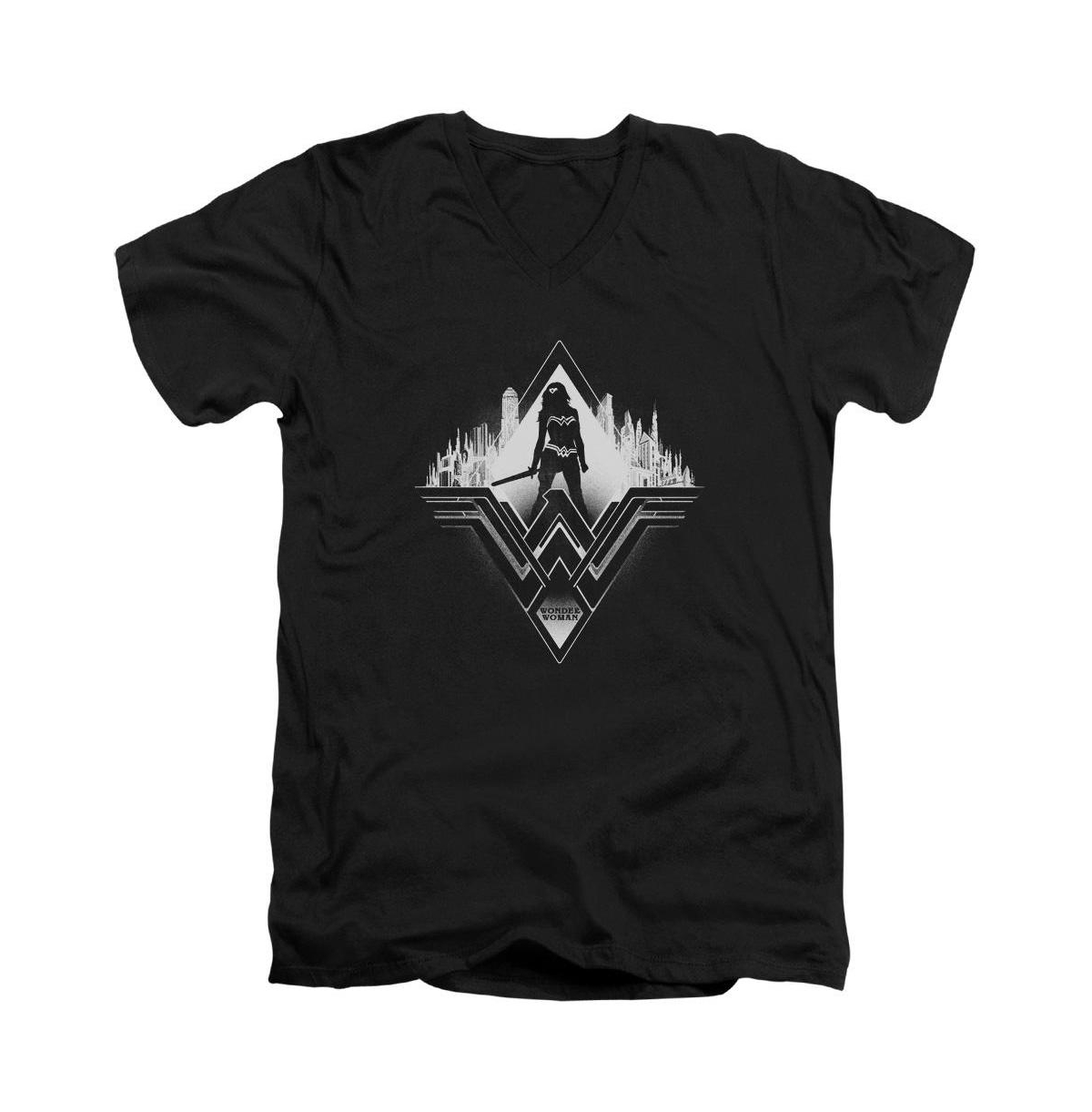 Mens City Warrior Short Sleeve Adult V Neck Premium Cotton Tee / T-Shirt - Black