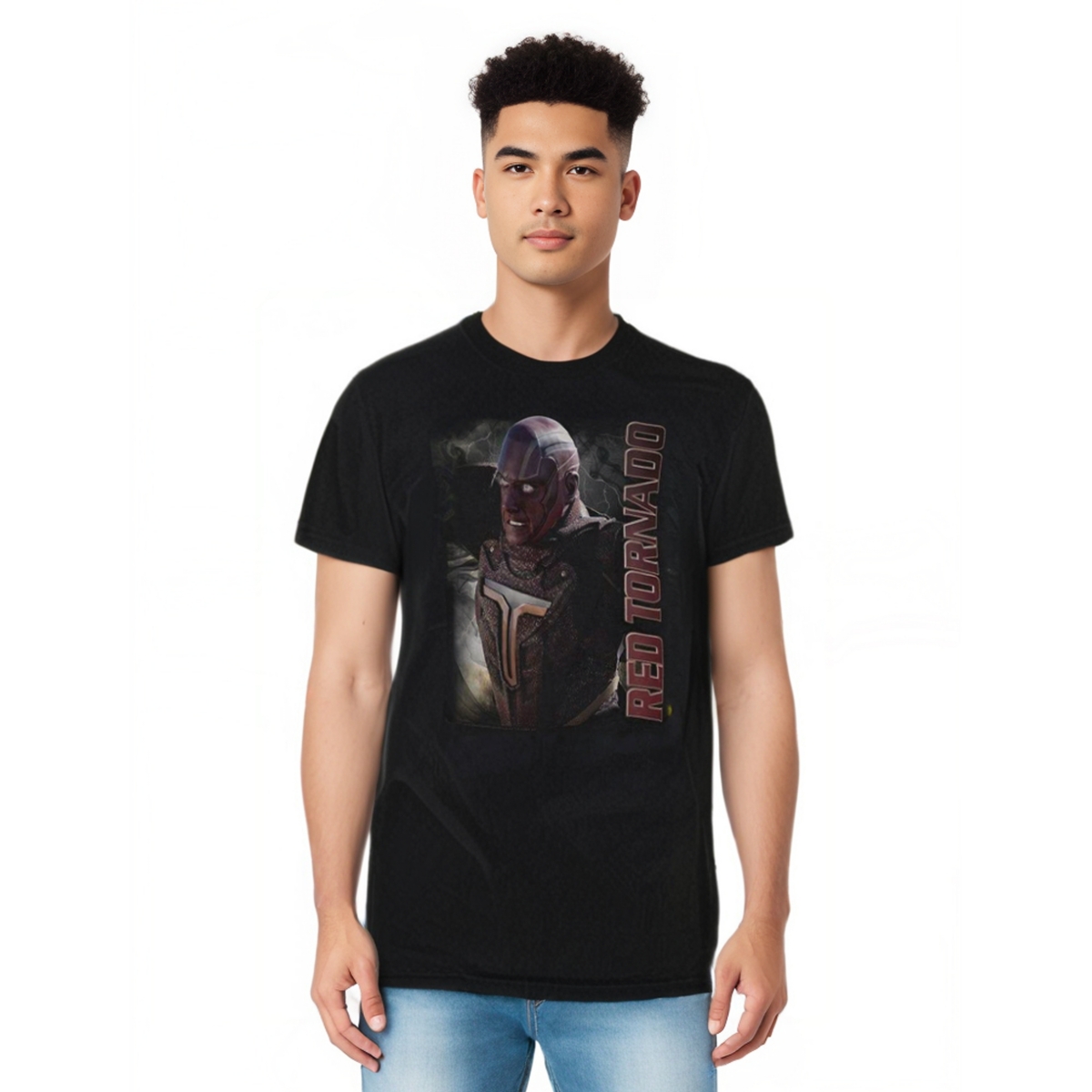 Mens Red Tornado Adult Heather Tee / T-Shirt - Black