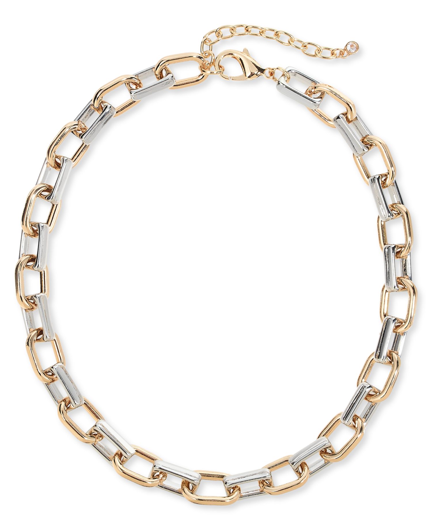 Two-Tone Link Necklace, 15" + 2" extender