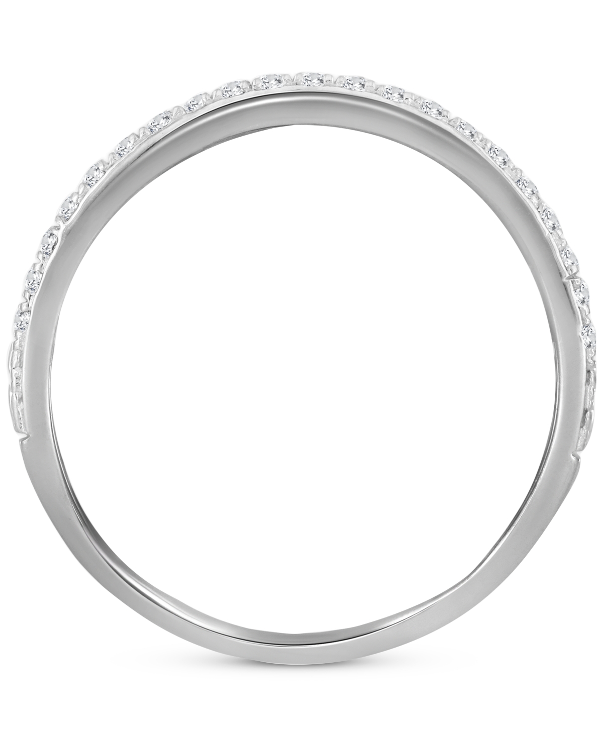 MACY'S DIAMOND HEART LINK DOUBLE ROW RING (1/5 CT. T.W.) IN 10K WHITE GOLD