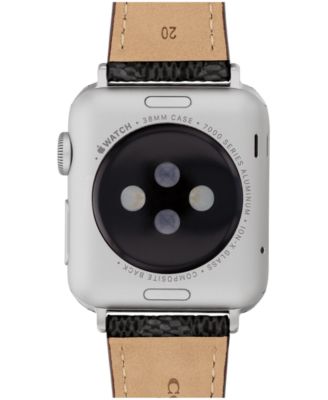 Women's Black Coach Signature Canvas Leather Strap Band for Apple Watch 38mm, 40mm, 41mm