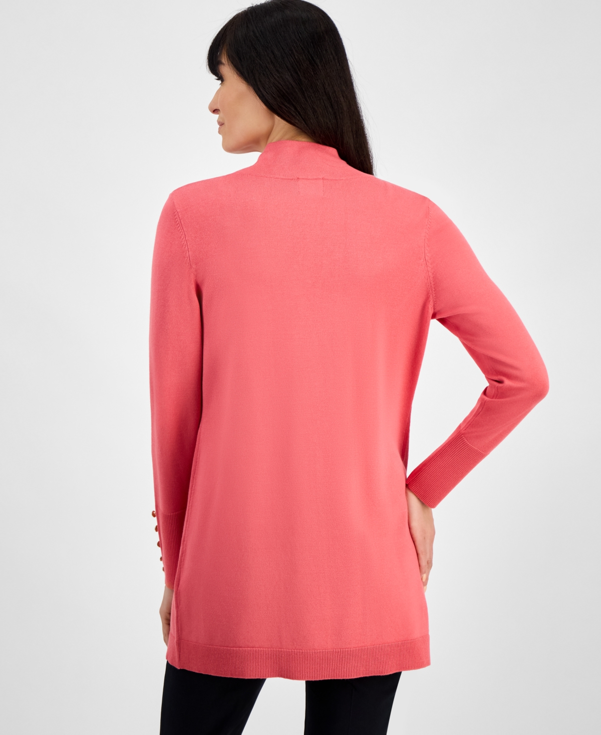 JM COLLECTION PETITE OPEN-FRONT BUTTON-CUFF CARDIGAN, CREATED FOR MACY'S 